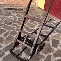Carrello porta fiori antico in legno rovere