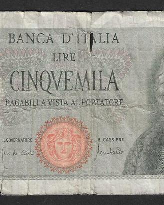 Italia - banconota circolata da 5000 Lire "Colombo