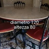 tavolo rotondo piano in marmo e 4 sedie
