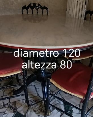 tavolo rotondo piano in marmo e 4 sedie
