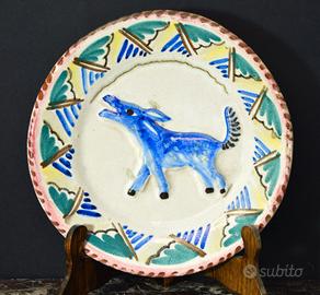 Raro piatto vietrese ceramica firmata Avallone '30