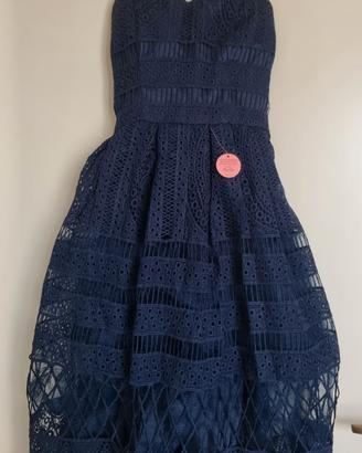 Chi Chi London vestito in pizzo blu nuovo 