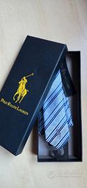 Cravatta nuova Polo Ralph Lauren Uomo Seta Celeste