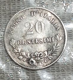argento Regno d'Italia 20 centesimi 1863