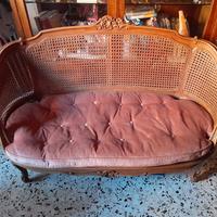Divanetto in stile ,legno e paglia di Vienna 