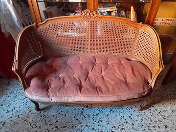 Divanetto in stile ,legno e paglia di Vienna 