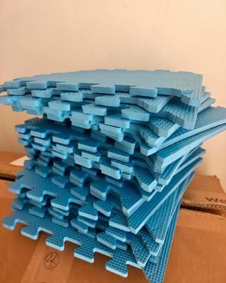 25 tappetini puzzle azzurri per palestra yoga 