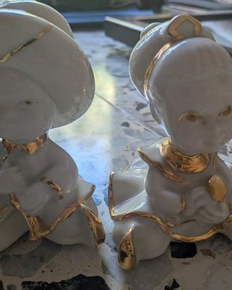 Coppia Statuine Vintage in Porcellana e Oro zecchi