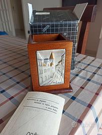 Portapenne Mida Legno Argento e vera pelle