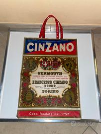 CINZANO VERMOUTH BORSA SHOPPER IN TELA PLASTIFICAT