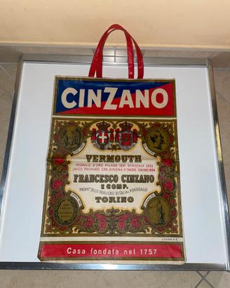 CINZANO VERMOUTH BORSA SHOPPER IN TELA PLASTIFICAT