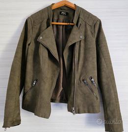 Giacca Biker ONLY Verde Oliva - Effetto Scamosciat