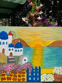 Dipinto Originale “Tramonto a Santorini” 50x40