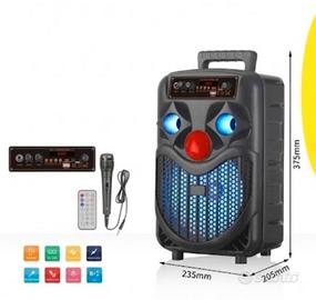 Cassa bluetooth portatile karaoke 300 watt pmpo 