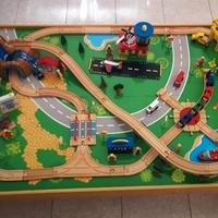 tavolo da gioco set con trenino in legno 