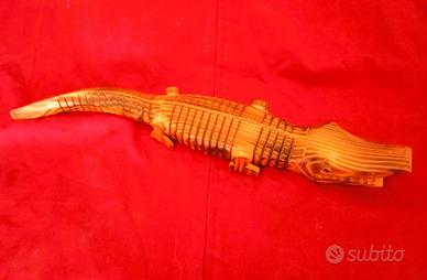 Coccodrillo Snodabile in Legno Artigianale - 36 cm