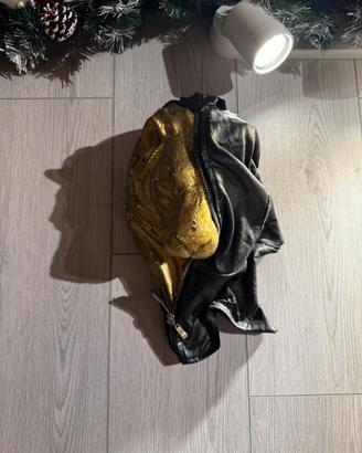 Testa di leone decorativa oro e nera