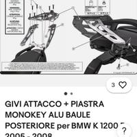 Piastra Givi  monokey per Bmw k1200r e k1300r 