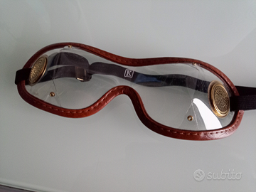 Occhiali moto vintage pelle metallo k