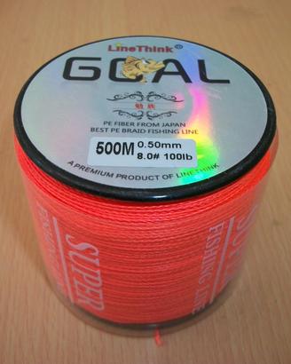 filo trecciato pesca 500 mt 0,50mm 100 lb orange