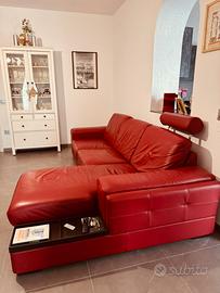 Divano angolare in pelle con penisola