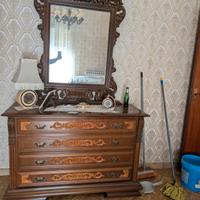Cassettiera legno con specchio vintage