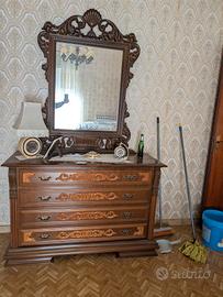 Cassettiera legno con specchio vintage