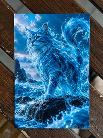 Stampa a tema gatti (gatto elementale acqua) 10x15