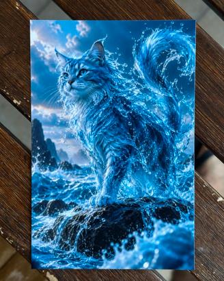 Stampa a tema gatti (gatto elementale acqua) 10x15