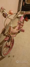 Bicicletta bimba rosa 14" + caschetto