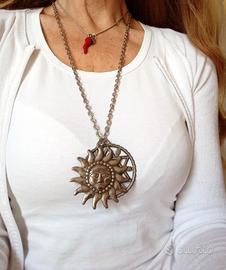Collana con due ciondoli - Sole e Hamsa anni '70 v