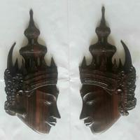 Maschere legno indù Sita e Rama India Indonesia 50