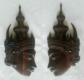 Maschere legno indù Sita e Rama India Indonesia 50