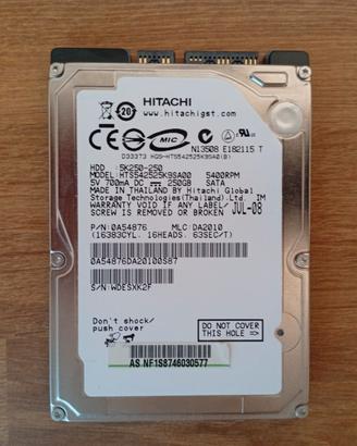 Hard Disk Interno 2.5" SATA Hitachi 250GB