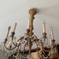 Lampadario antico  in legno - 10 luci