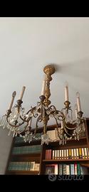 Lampadario antico  in legno - 10 luci