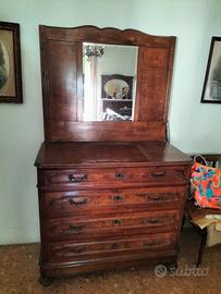 CASSETTONE CON SPECCHIERA  IN LEGNO PRIMI DEL 900