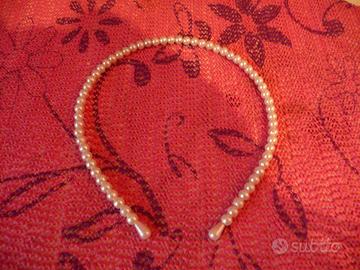 Cerchietto per Capelli Bianco Cerchietto con Perle