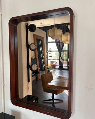 Specchio vintage con cornice in legno stile Danese