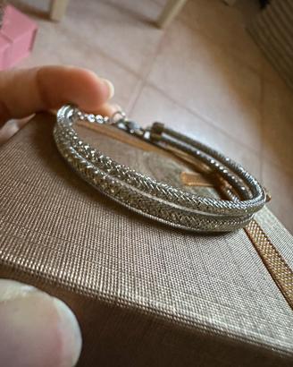 Bracciale a doppia fascia in maglia mesh argentata