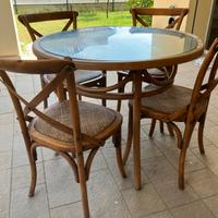 Tavolo rotondo con vetro con 4 sedie