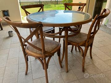 Tavolo rotondo con vetro con 4 sedie