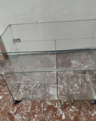 Carrello Porta TV / Mobile Hi-Fi in Vetro su Ruote