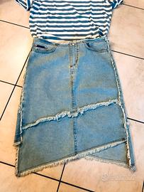 Gonna jeans denim azzurro Conbipel. Tg S/M