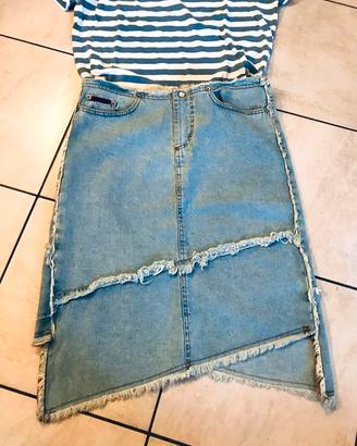 Gonna jeans denim azzurro Conbipel. Tg S/M