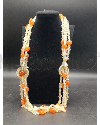 COLLANA CON PIETRE ARANCIONI E PIETRA DI LUNA