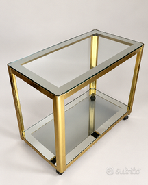Carrello bar vintage - ottone e vetro con specchio