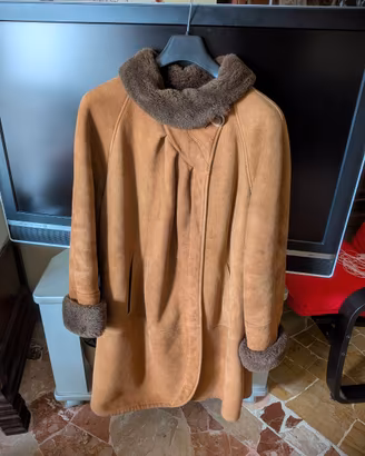 Cappotto vintage Made in Italy in pelle scamosciat