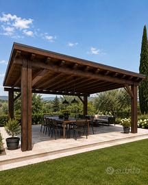 Gazebo in legno lamellare, 1 falda, mq 30,38 circa