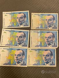 6 Banconote Francia 50 Franchi